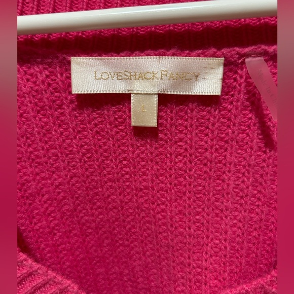 LoveShackFancy Celestina V-Neck Wool/Cashmere Sweater - Large - Picture 3 of 6